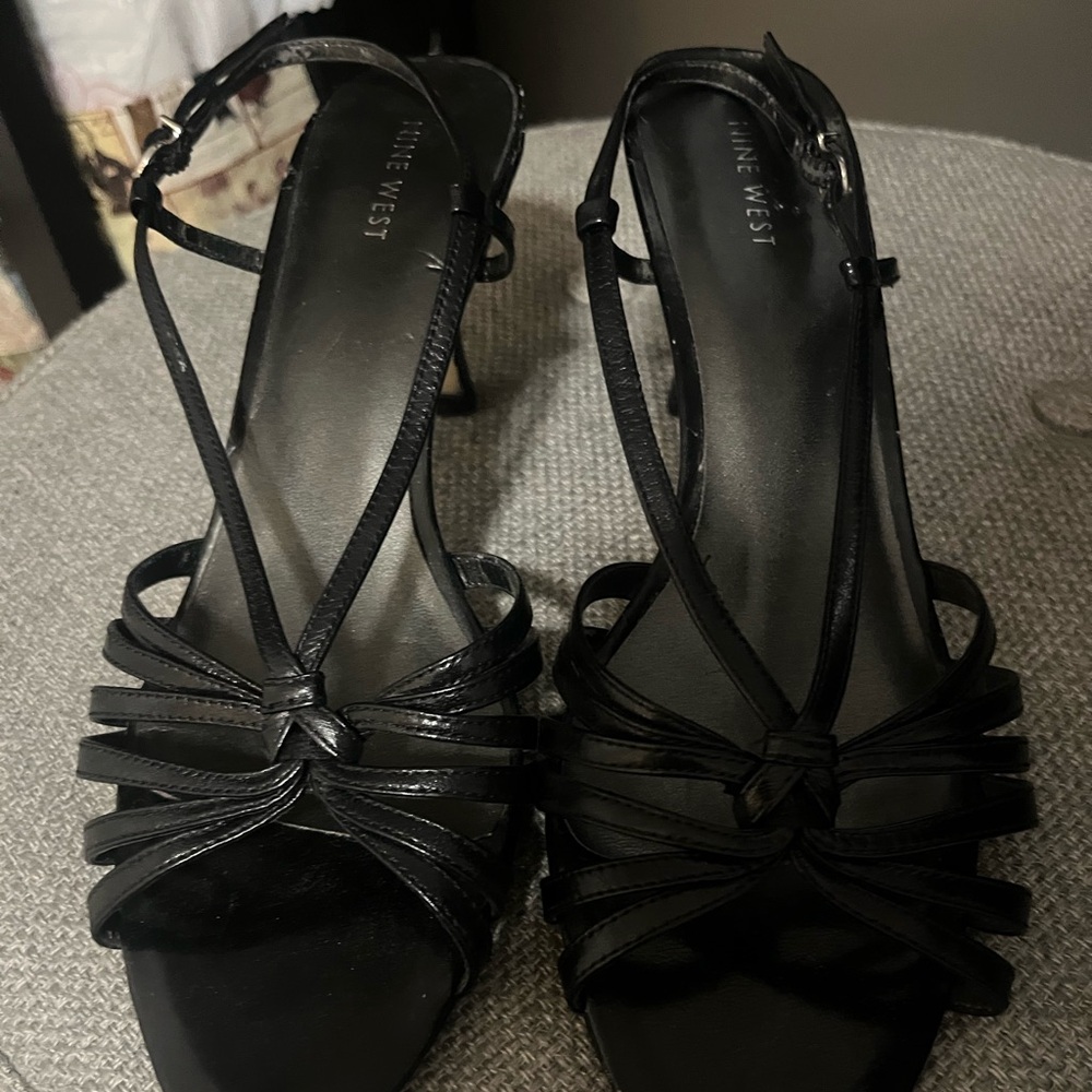 Black strapped heels